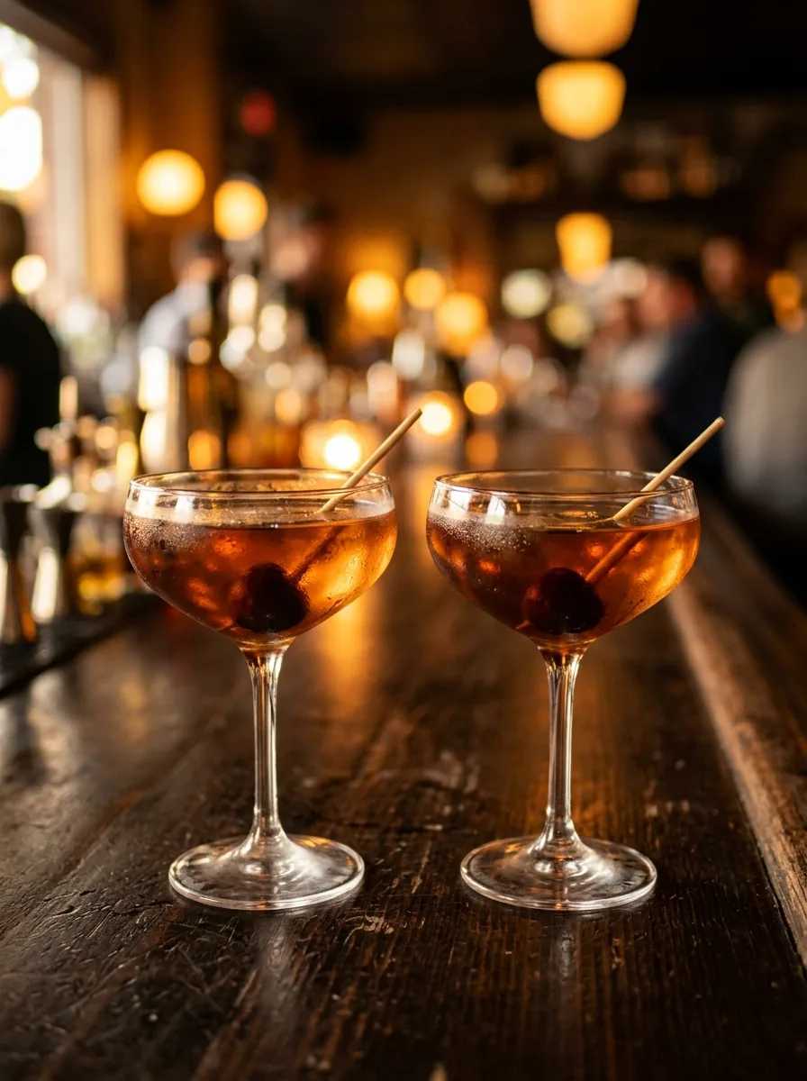 A Manhattan and its zero-proof twin side by side in coupes.
